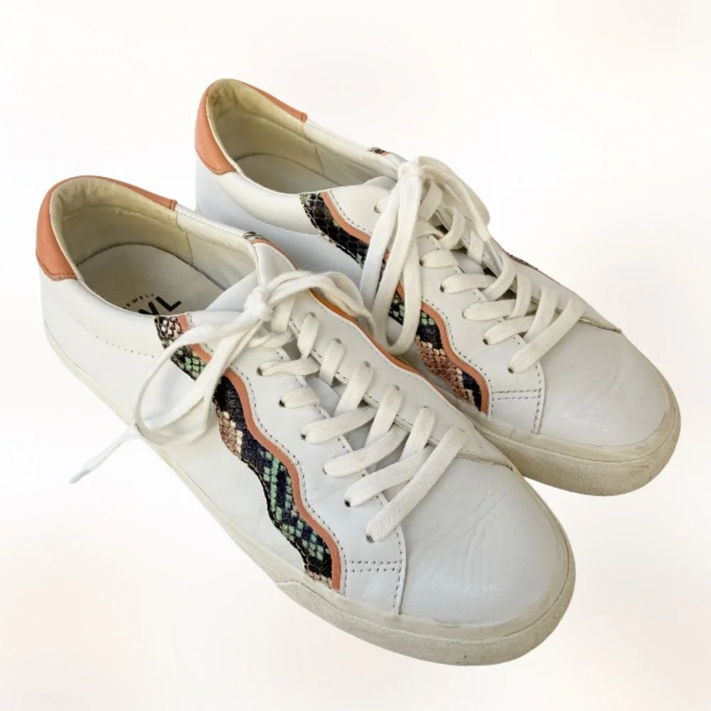 Madewell Sidewalk Low-Top Sneakers Snake Embossed Leather Wave Edition MC693 9M - Picture 3 of 9